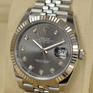 Datejust 41 mm Ref. 126334 Rhodium Grey Diamond Dial Jubilee — No Box/Pape